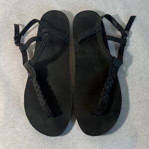 Rainbow Women's Black Leather Sandals